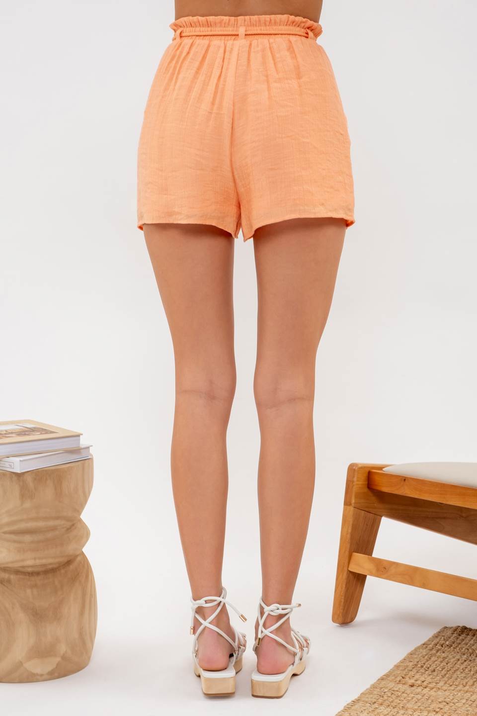 Crinkled Ruffle Waist Draw String Shorts