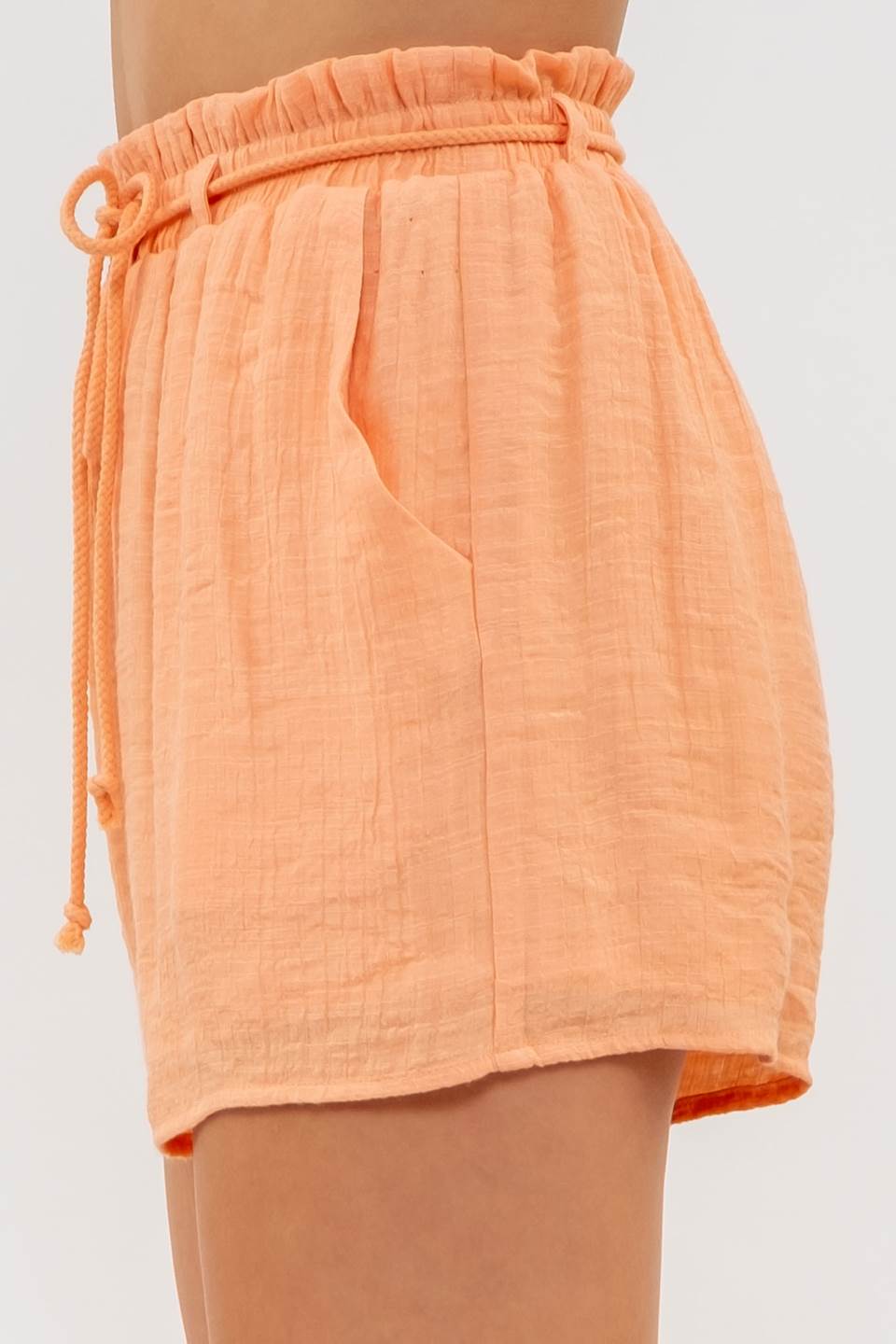 Crinkled Ruffle Waist Draw String Shorts