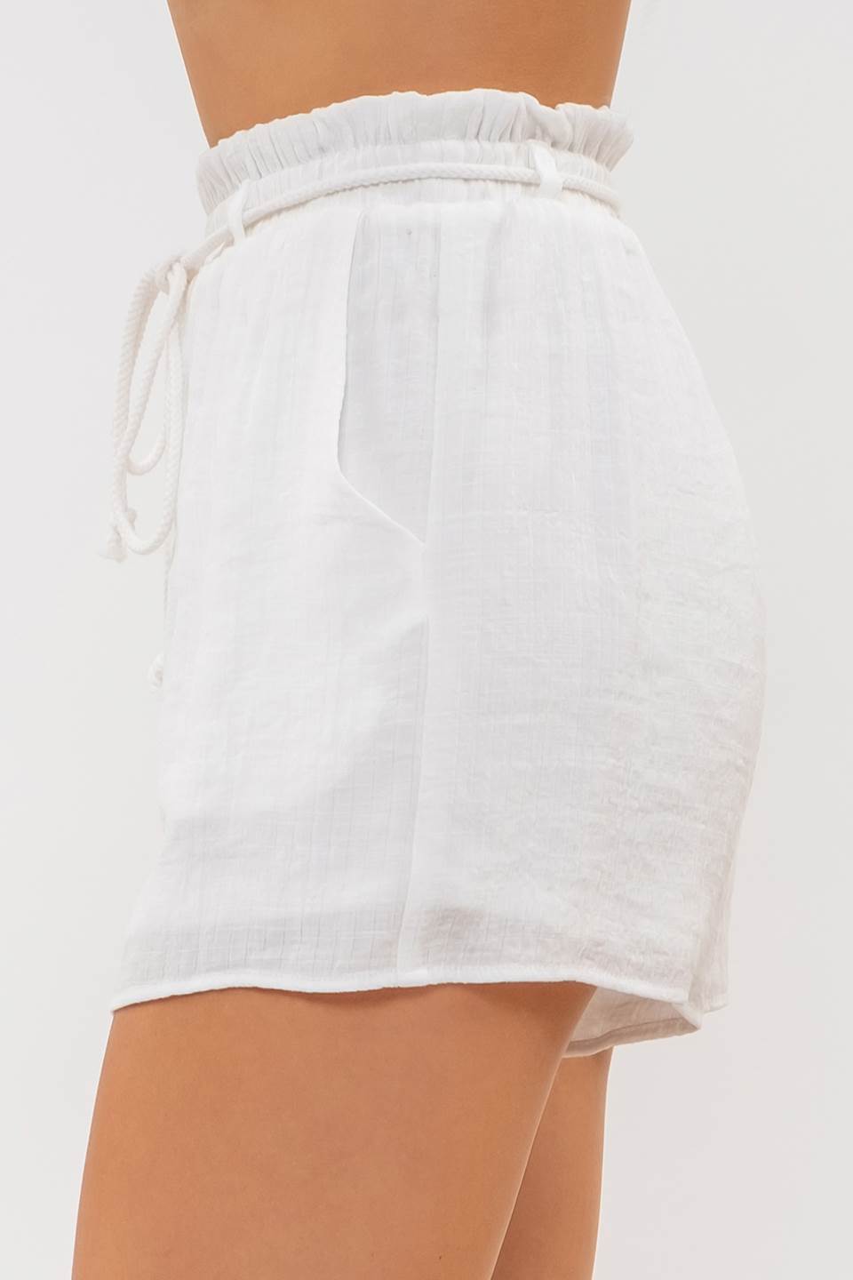 Crinkled Ruffle Waist Draw String Shorts