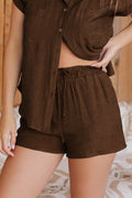Crinkled Ruffle Waist Draw String Shorts