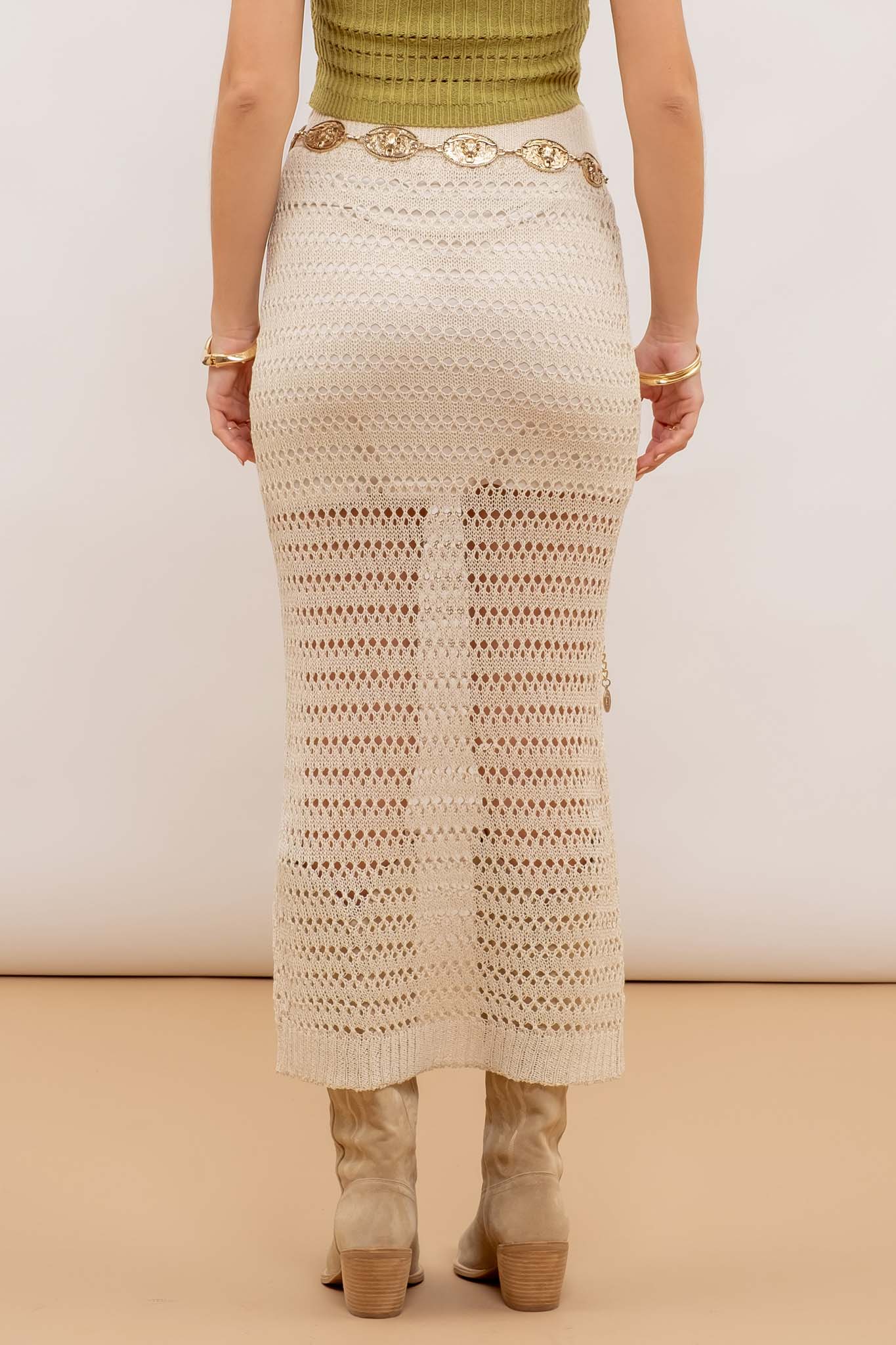 Crochet Sheer Knit Midi Skirt