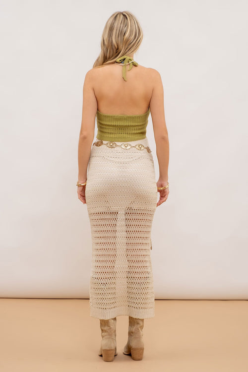 Crochet Sheer Knit Midi Skirt