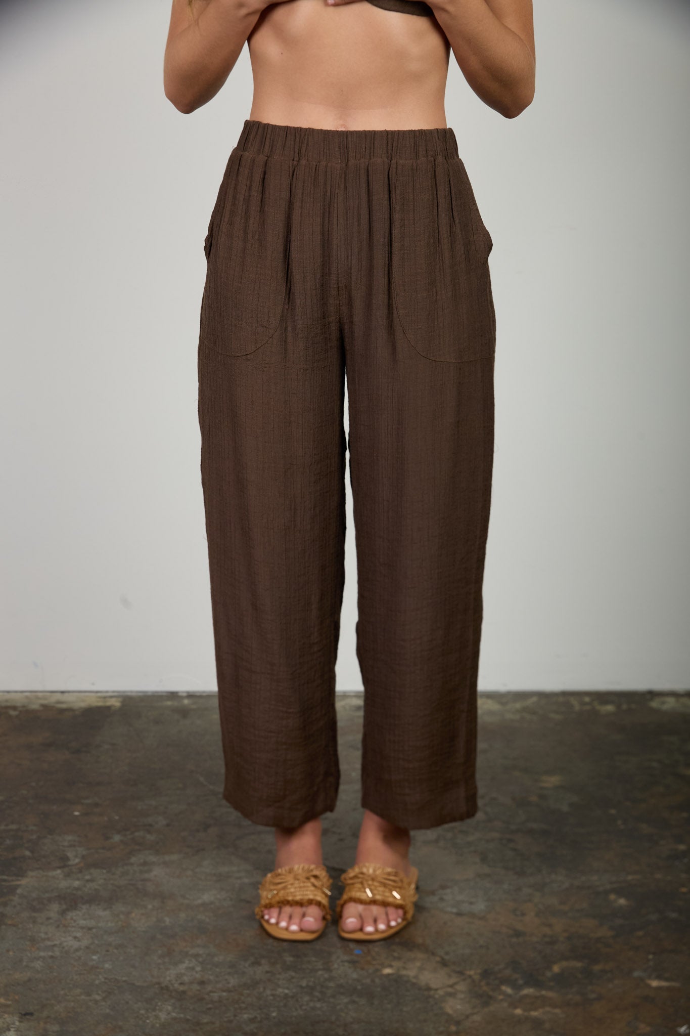 Textured High Elastic Waist Lounge Pants