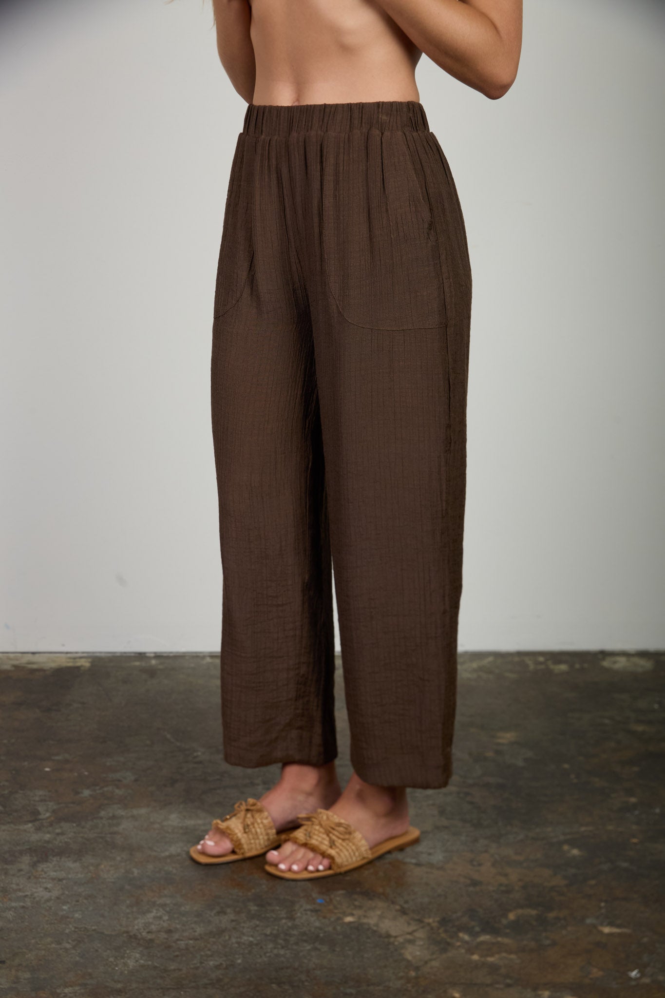 Textured High Elastic Waist Lounge Pants