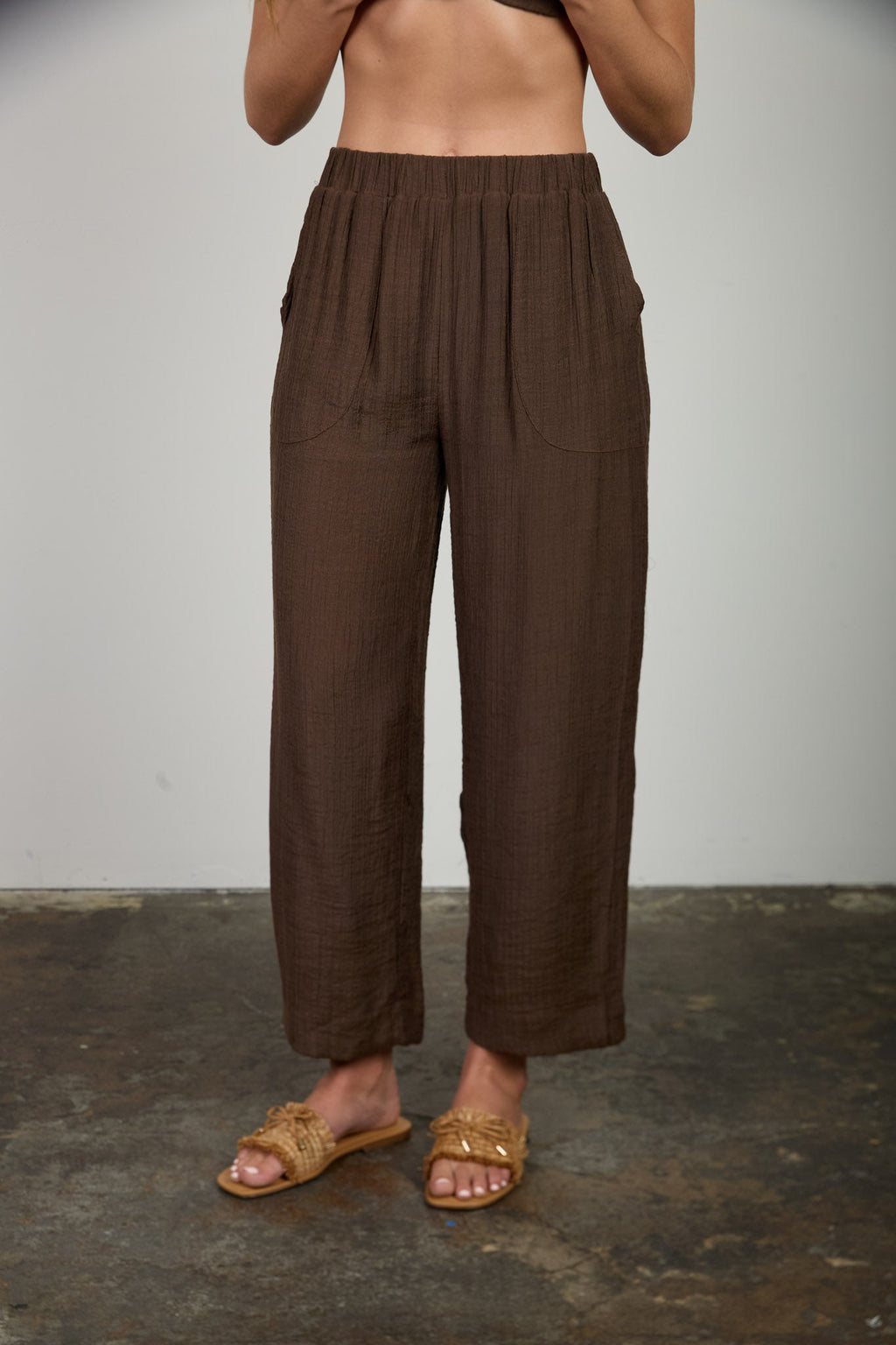 Textured High Elastic Waist Lounge Pants