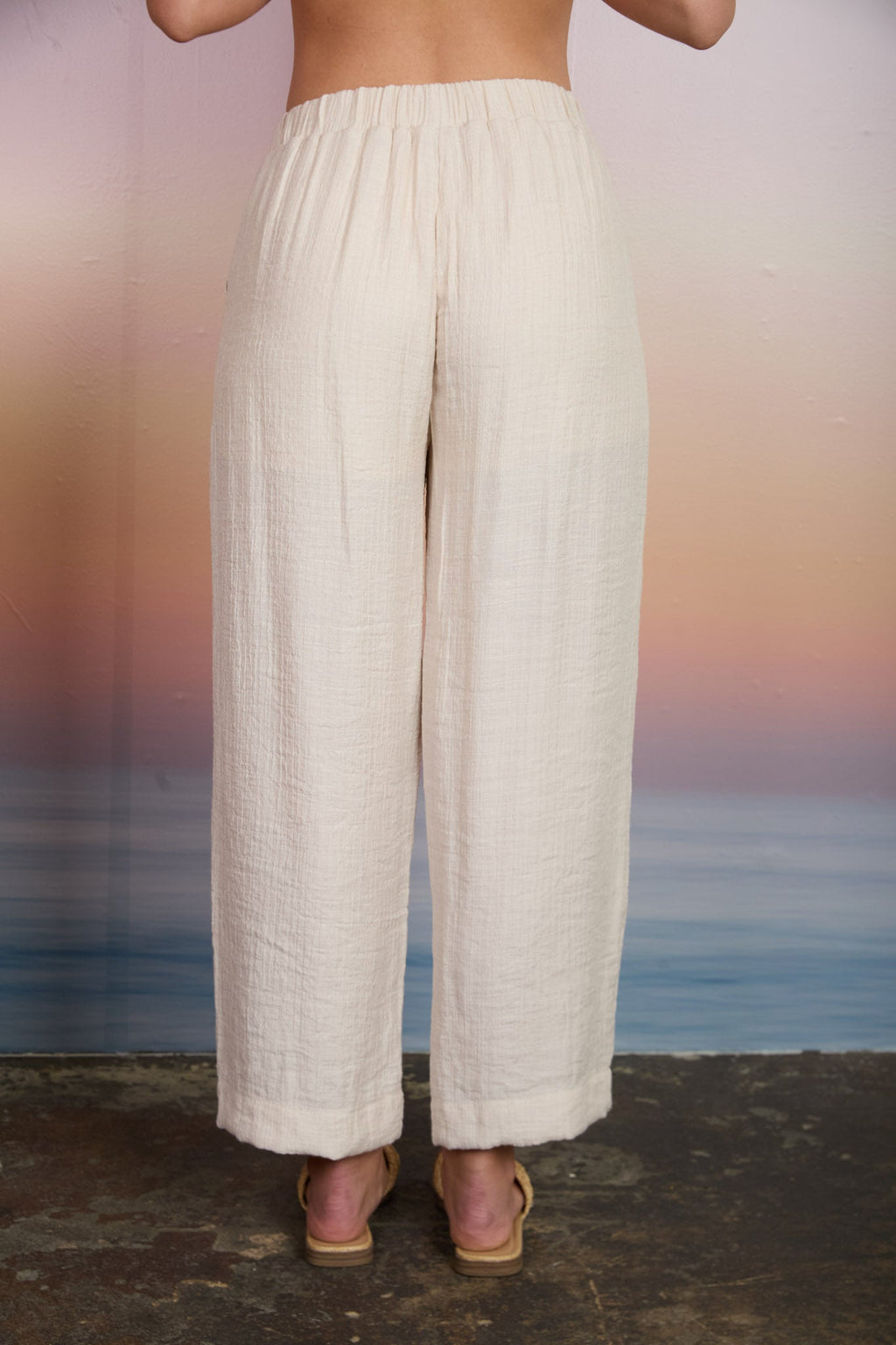 Textured High Elastic Waist Lounge Pants