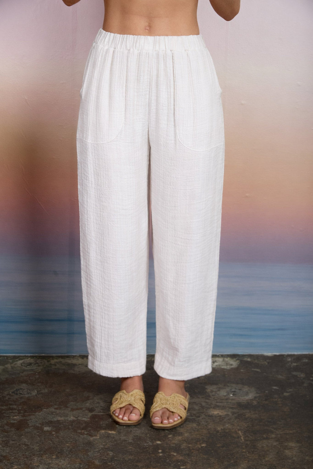 Textured High Elastic Waist Lounge Pants
