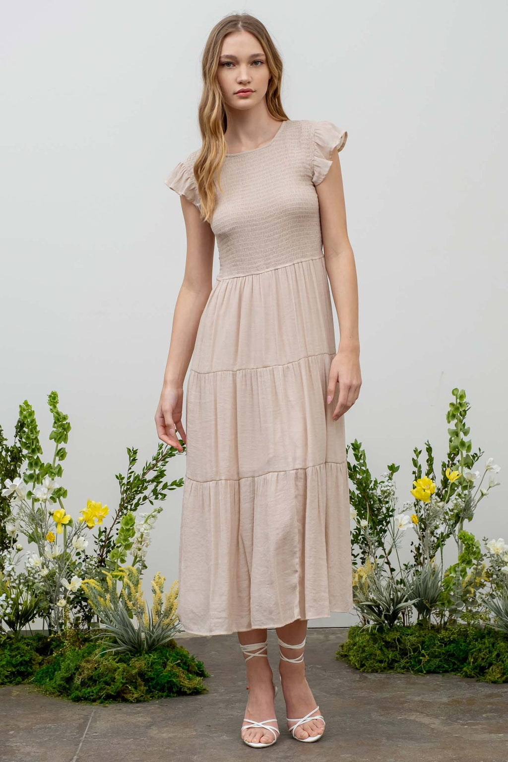 Smocked Tiered Midi Dress