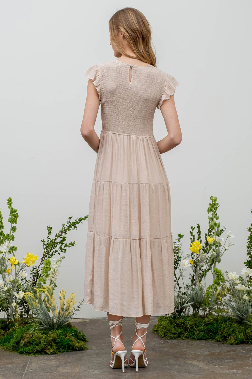 Smocked Tiered Midi Dress