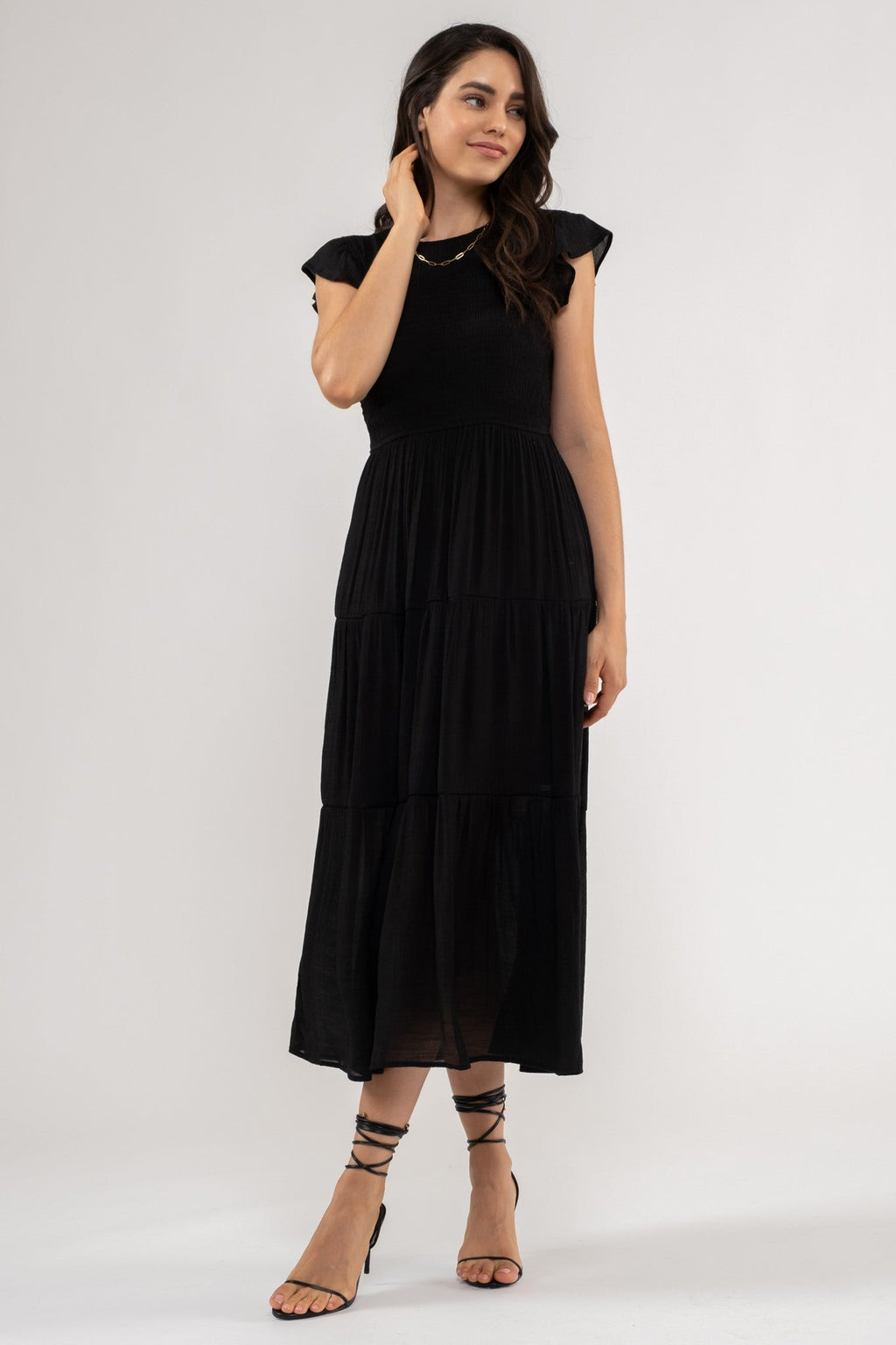 Smocked Tiered Midi Dress