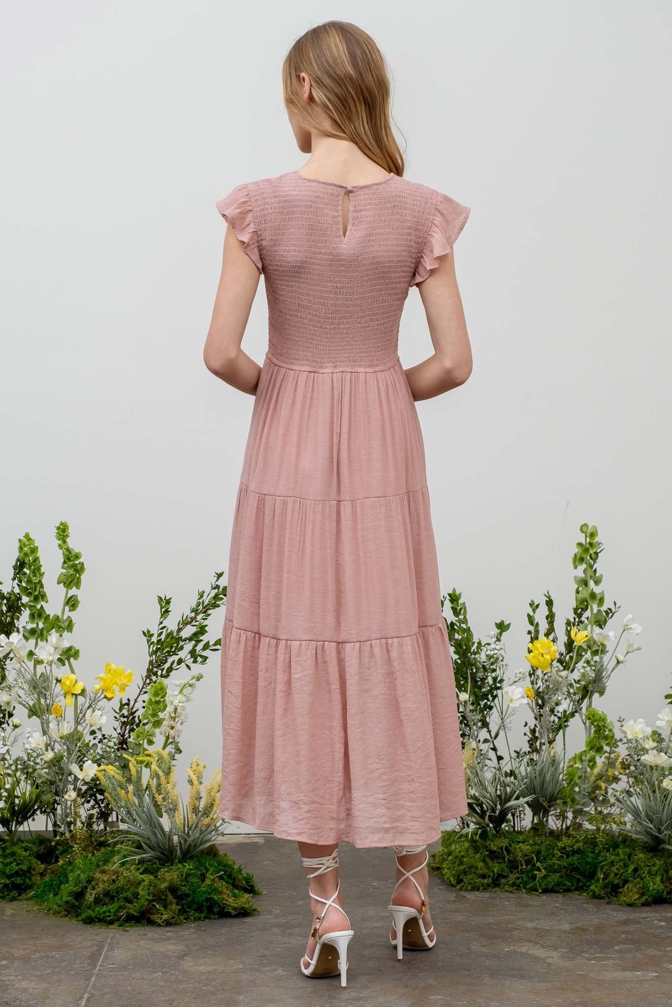 Smocked Tiered Midi Dress
