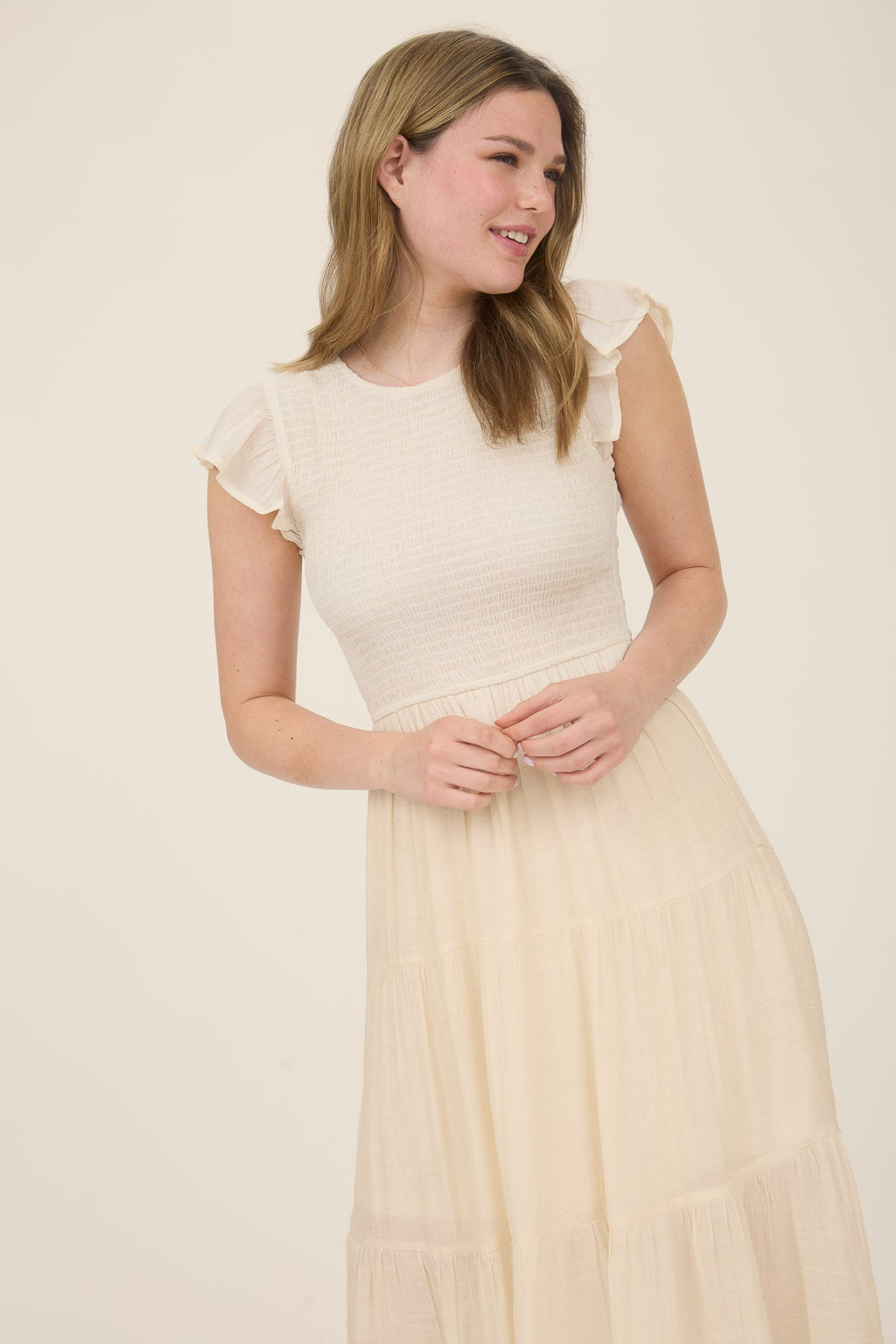 Smocked Tiered Midi Dress