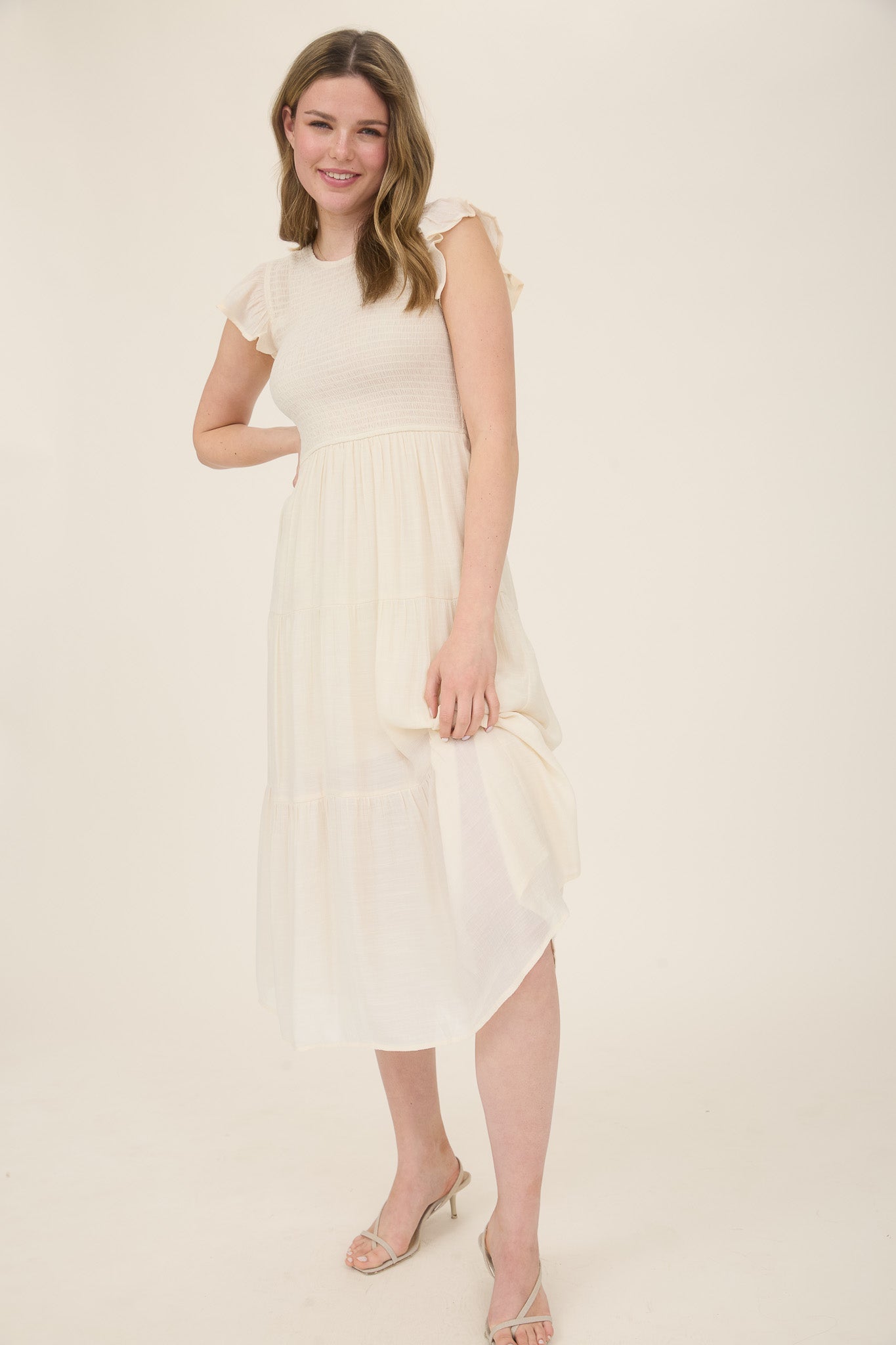 Smocked Tiered Midi Dress