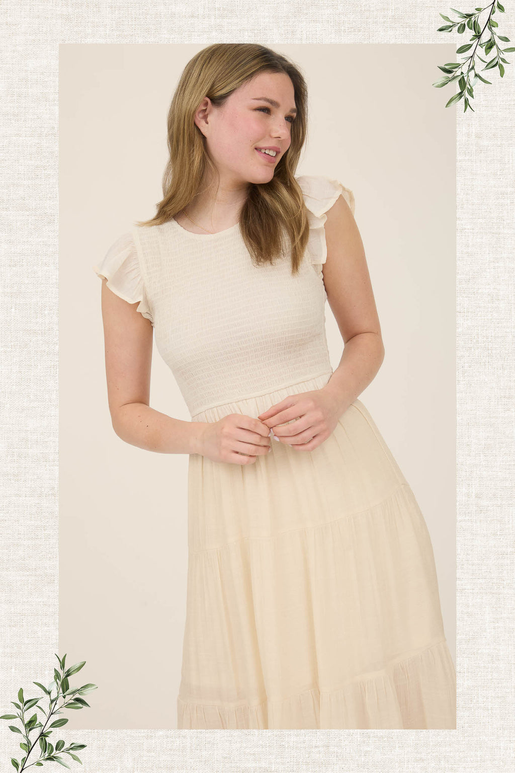 Smocked Tiered Midi Dress
