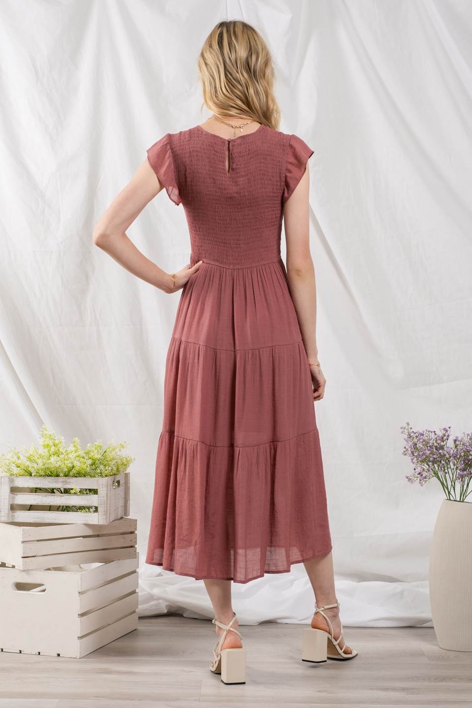 Smocked Tiered Midi Dress