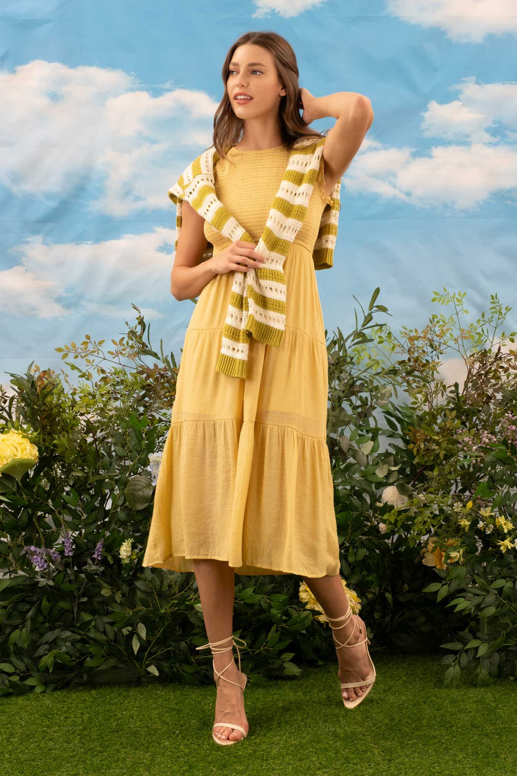 Smocked Tiered Midi Dress