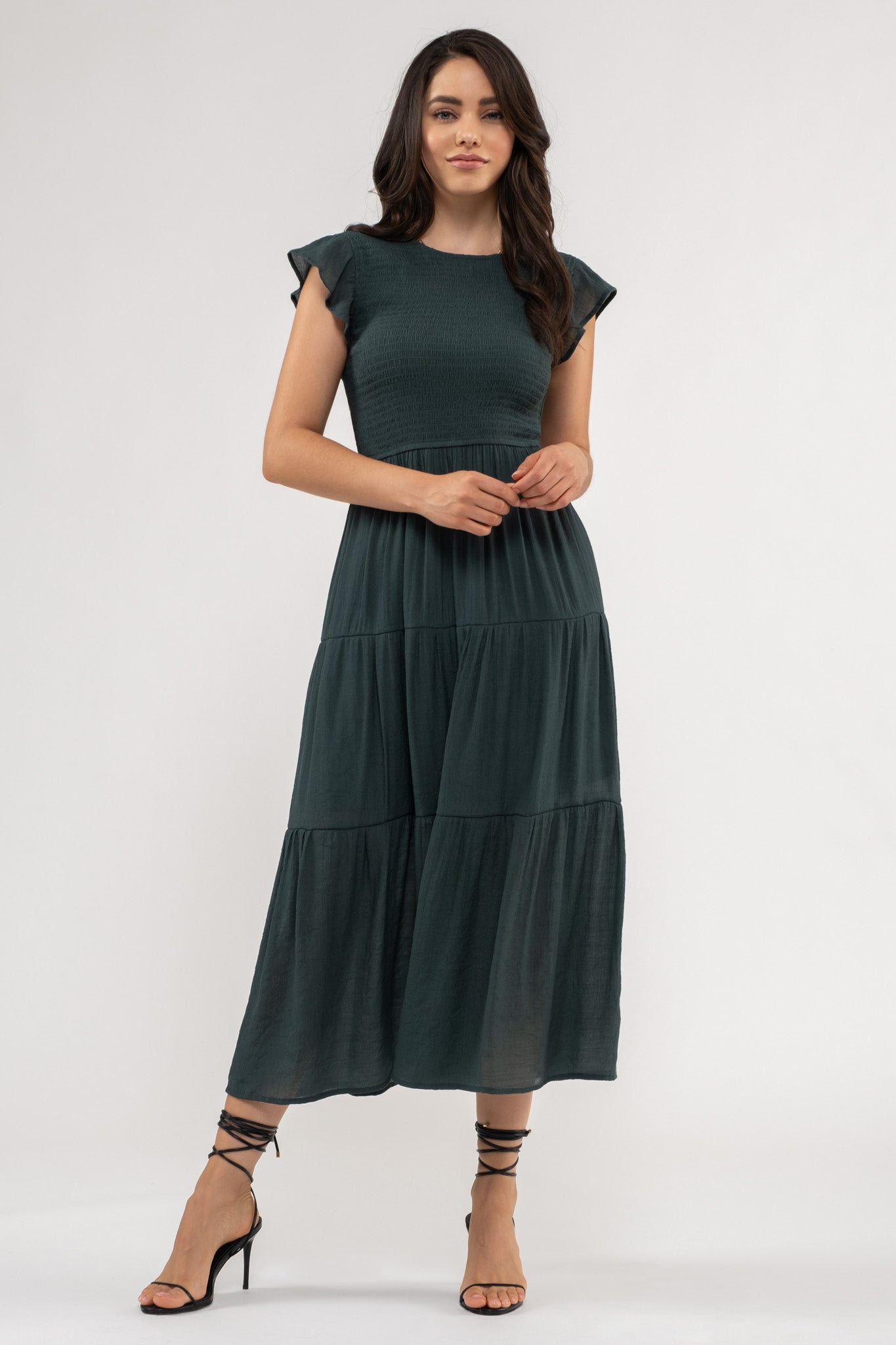 Smocked Tiered Midi Dress