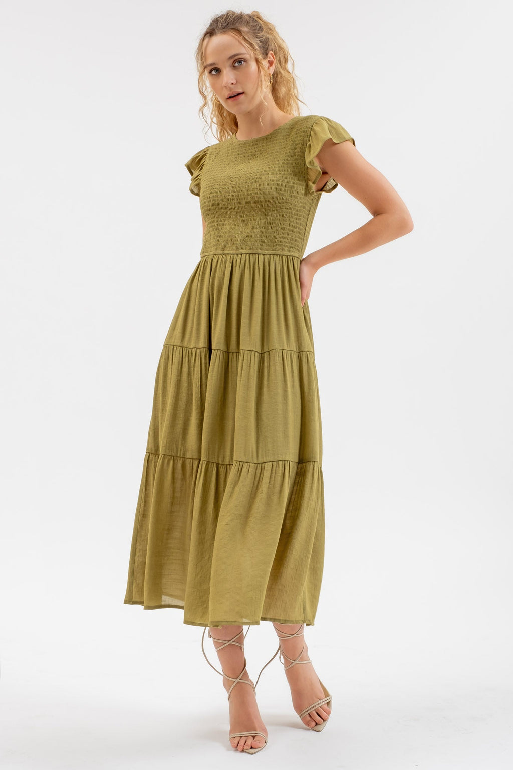Smocked Tiered Midi Dress