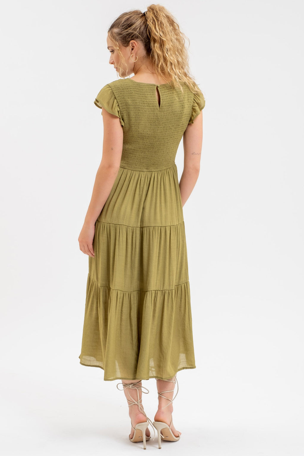 Smocked Tiered Midi Dress