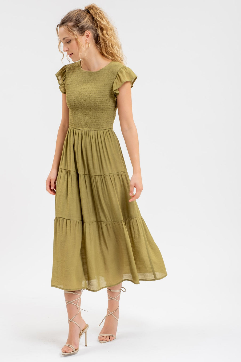 Smocked Tiered Midi Dress