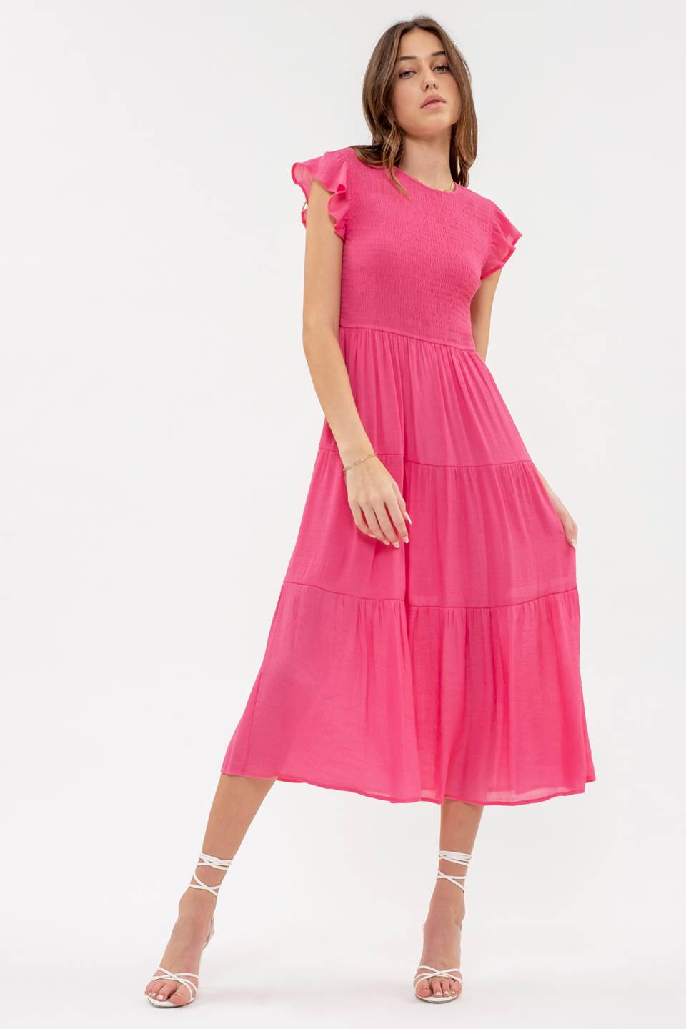 Smocked Tiered Midi Dress