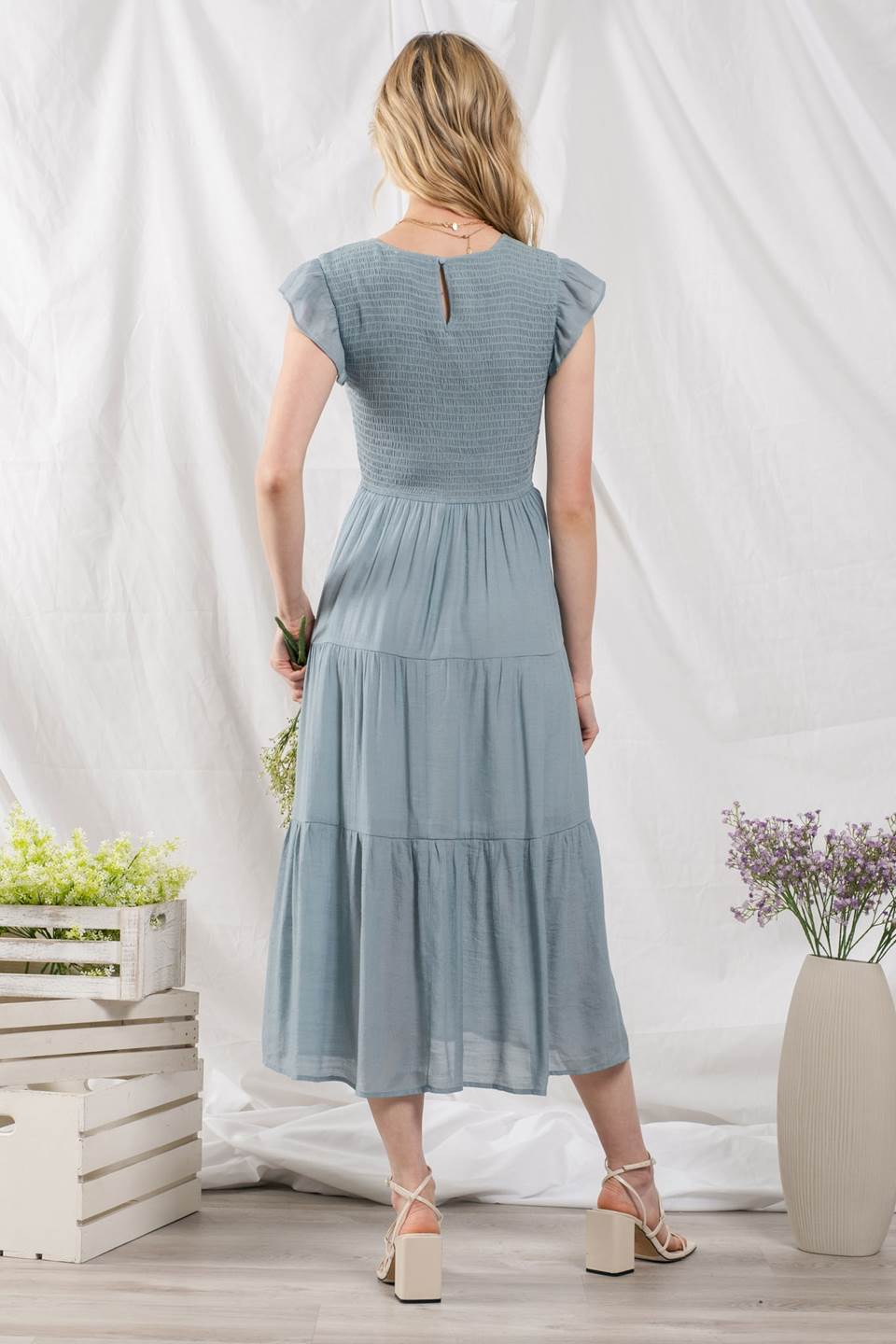 Smocked Tiered Midi Dress
