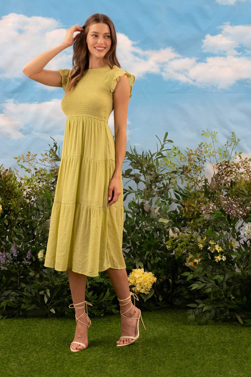 Smocked Tiered Midi Dress
