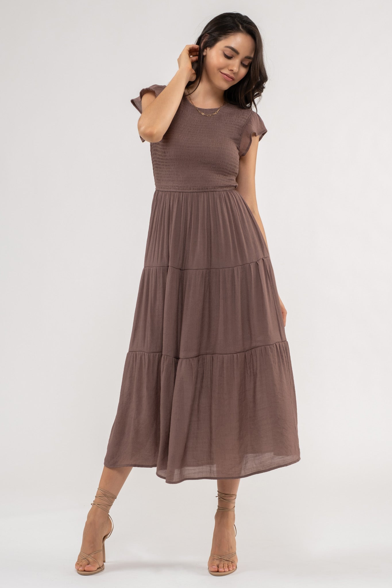 Smocked Tiered Midi Dress