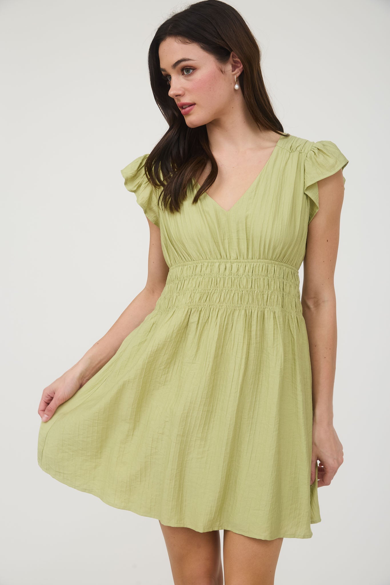 Square Neck Smocked Detail Tiered Mini Dress