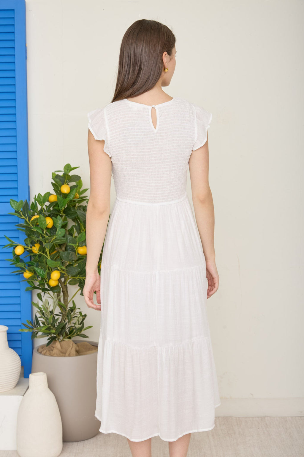 Tiered Smocked Short Sleeve Midi Dress