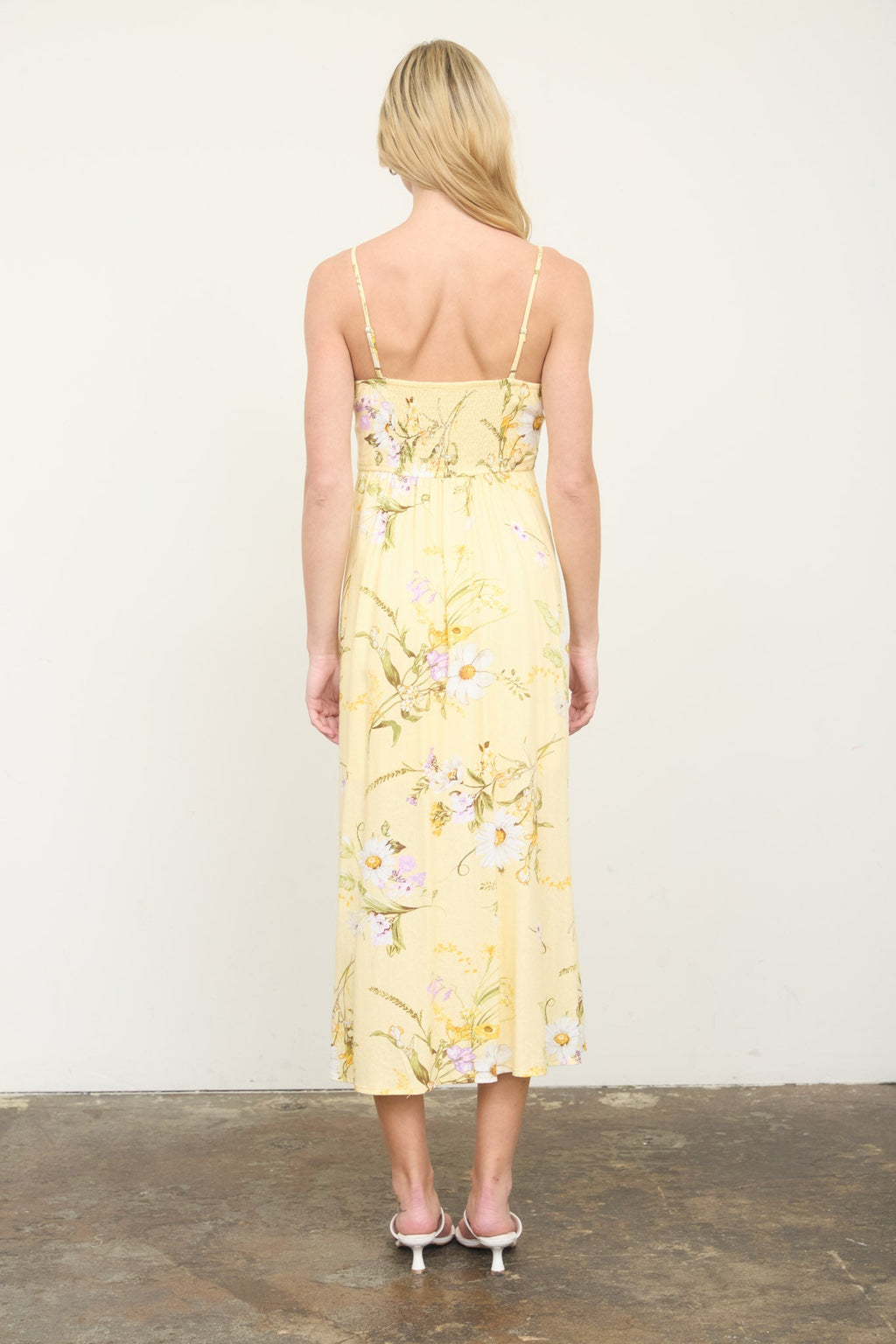 Floral Spaghetti Strap With Bow Detail Midi Dress