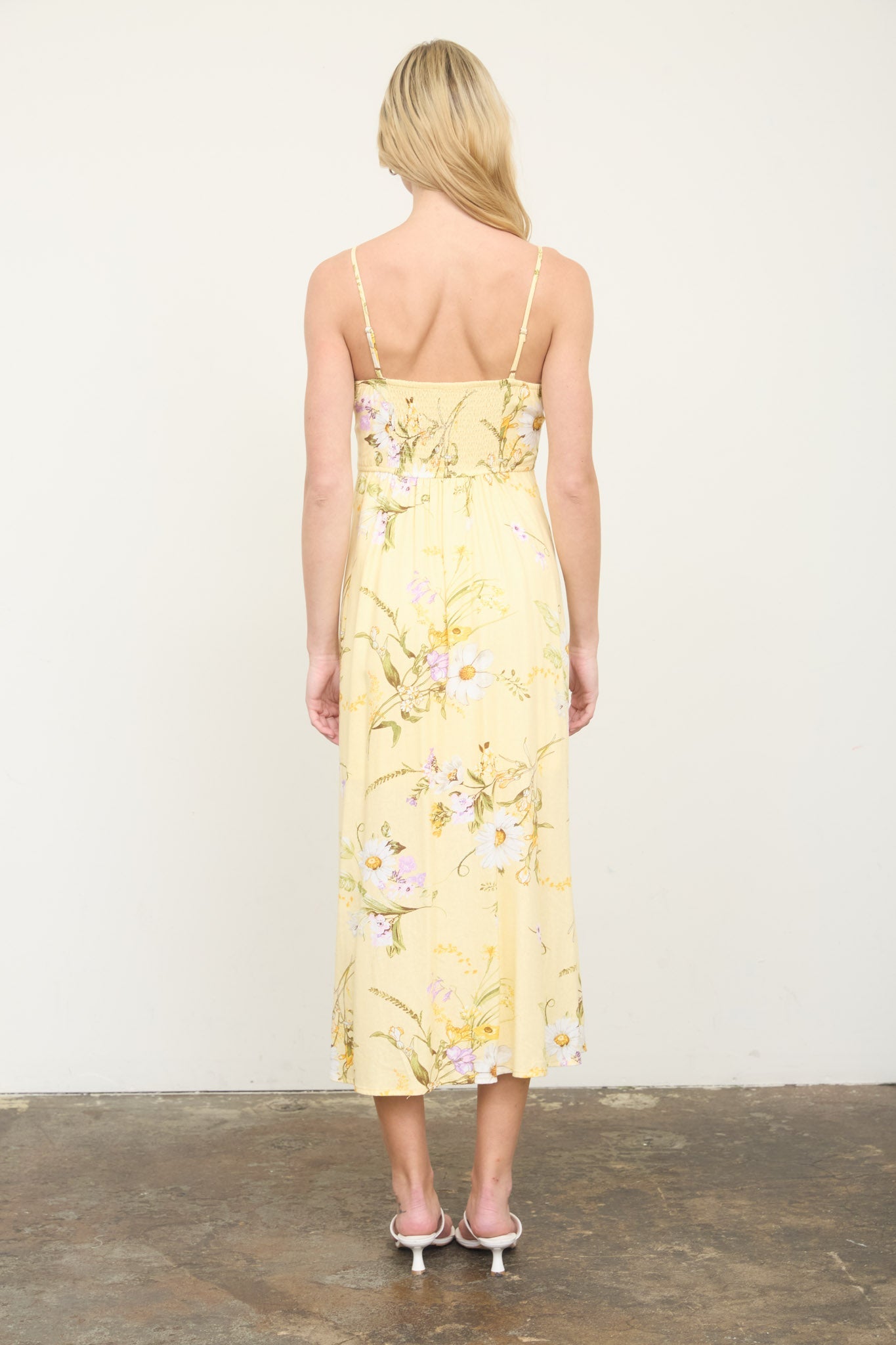 Floral Spaghetti Strap With Bow Detail Midi Dress