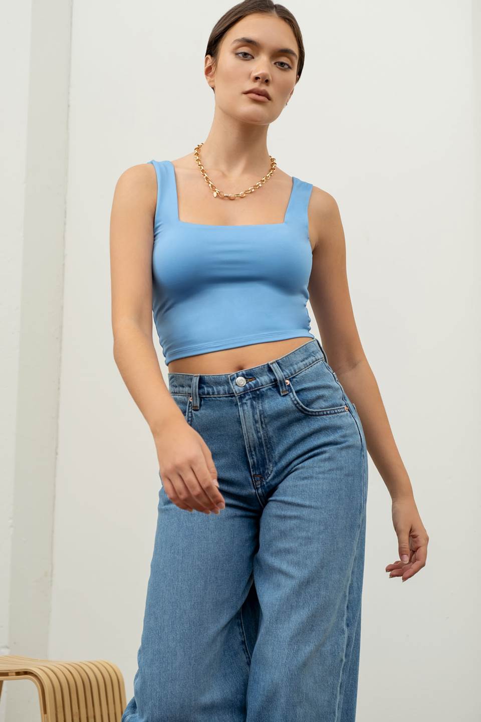 Reversible Cropped Square Neck Tank