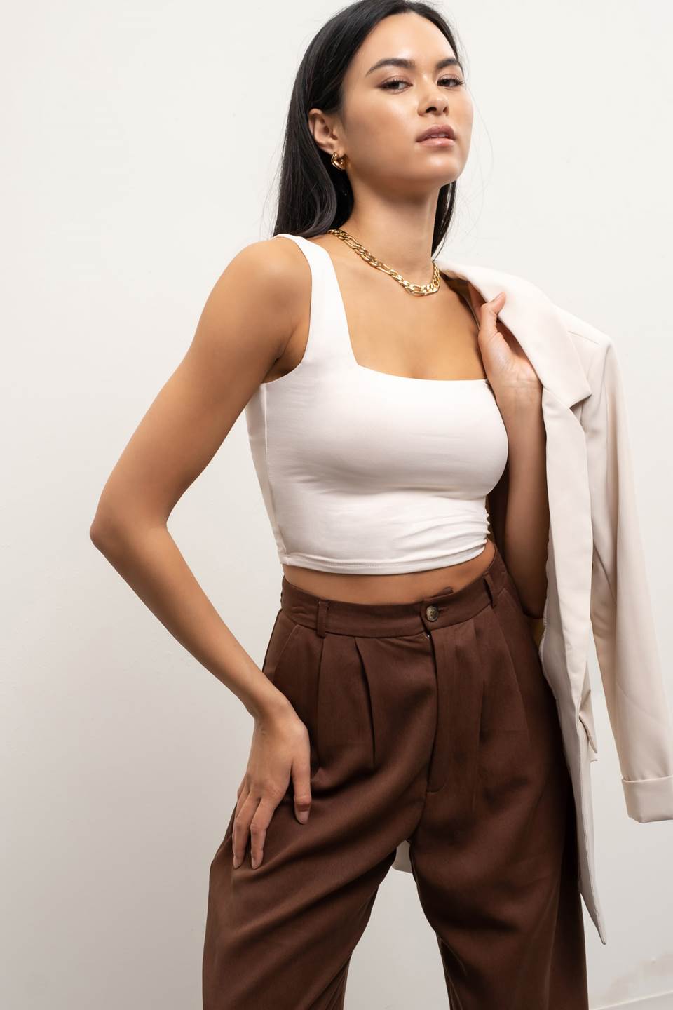 Reversible Cropped Square Neck Tank
