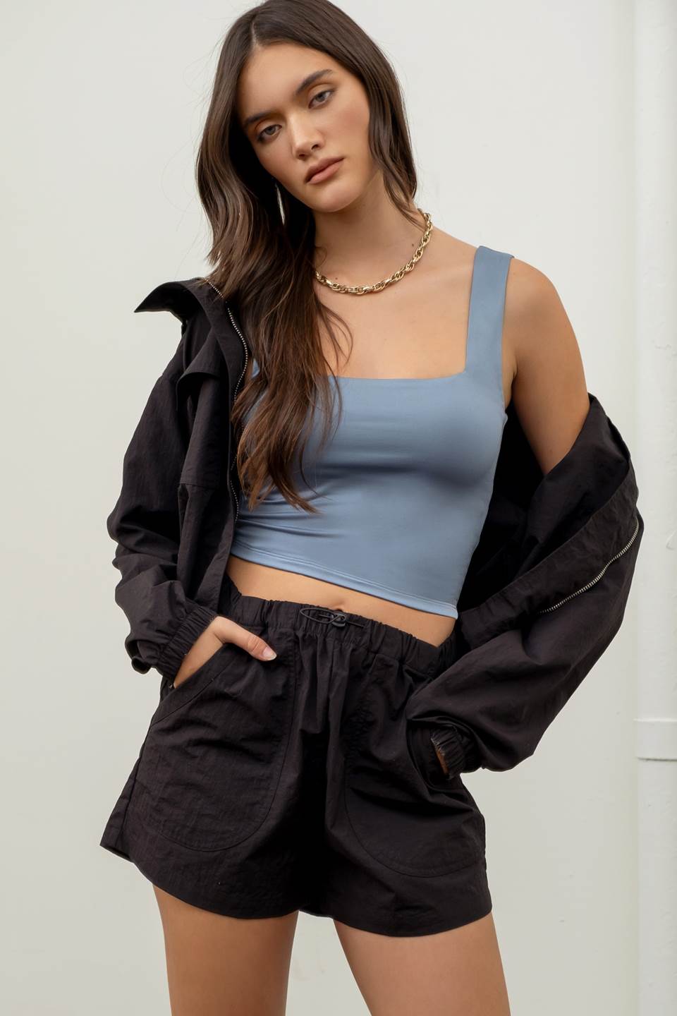 Reversible Cropped Square Neck Tank