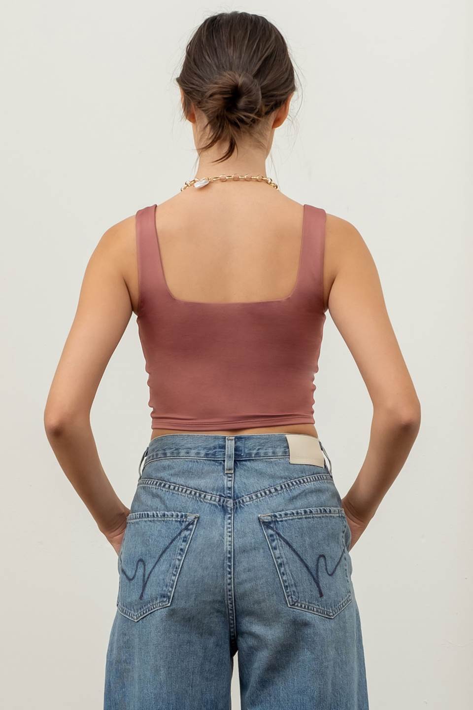 Reversible Cropped Square Neck Tank