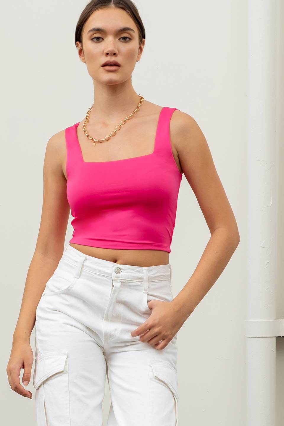 Reversible Cropped Square Neck Tank