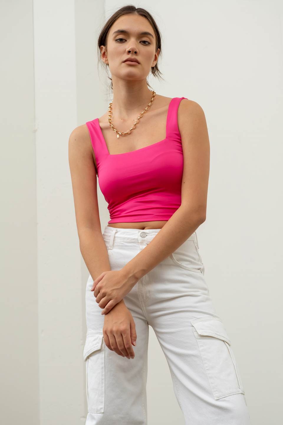 Reversible Cropped Square Neck Tank