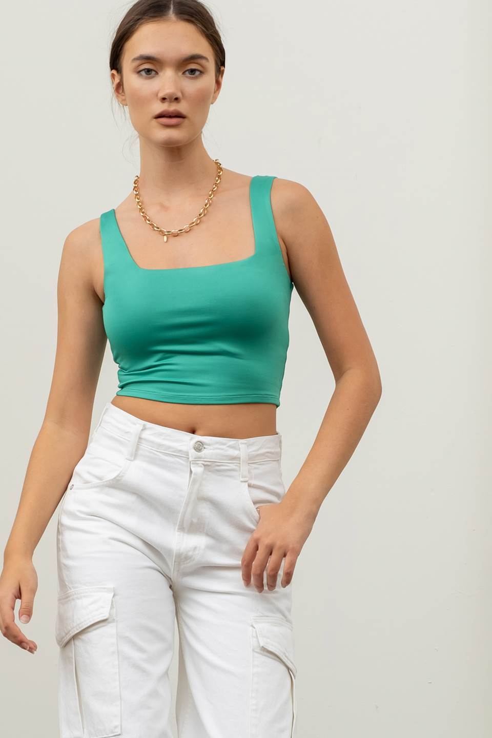 Reversible Cropped Square Neck Tank
