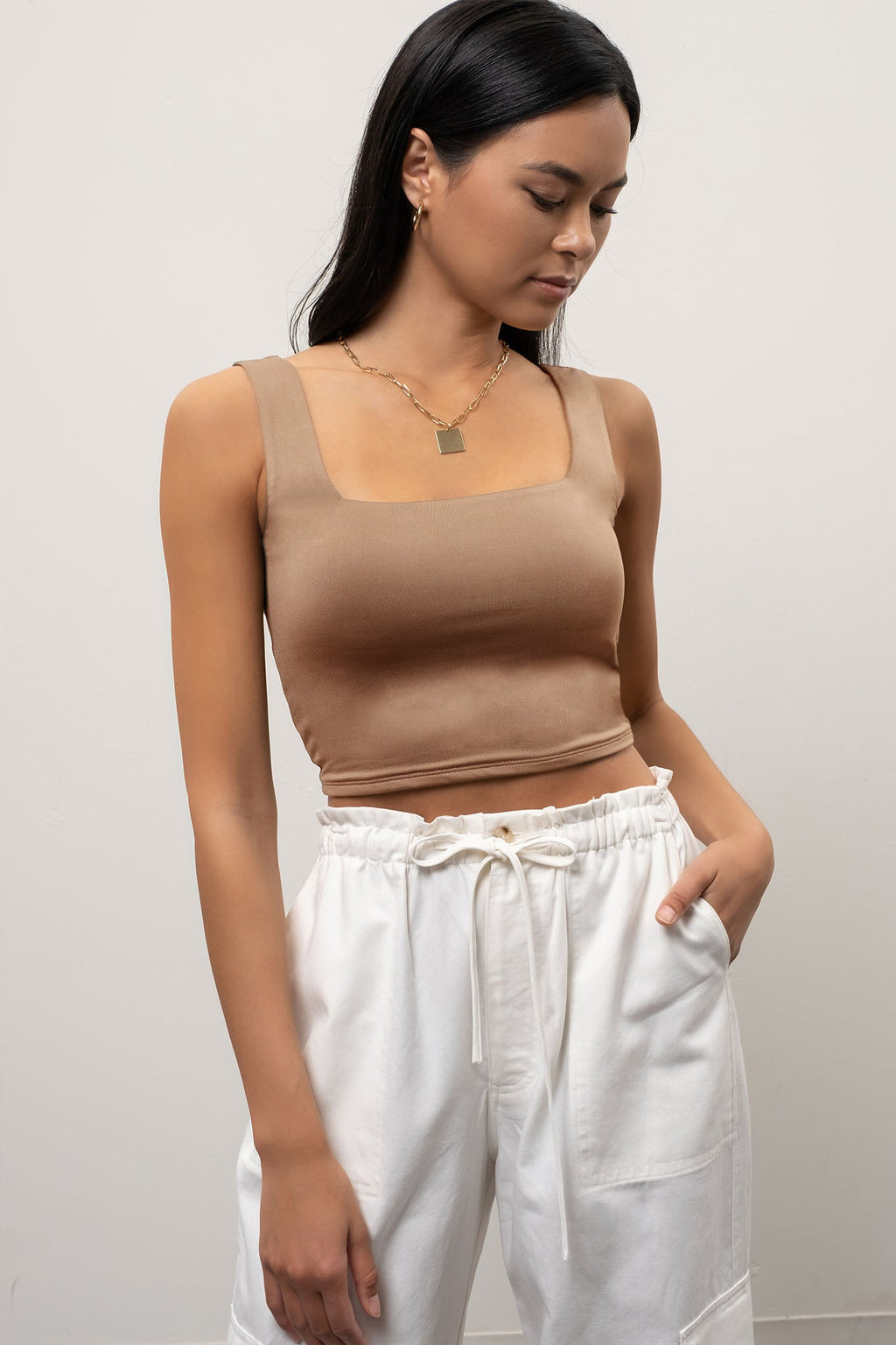 Reversible Cropped Square Neck Tank