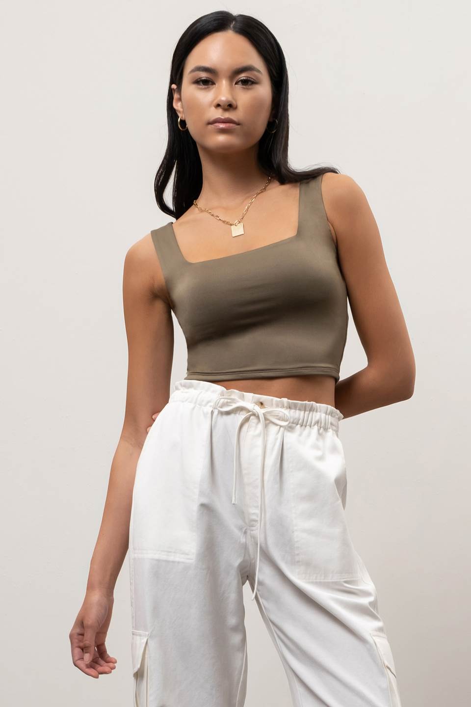 Reversible Cropped Square Neck Tank
