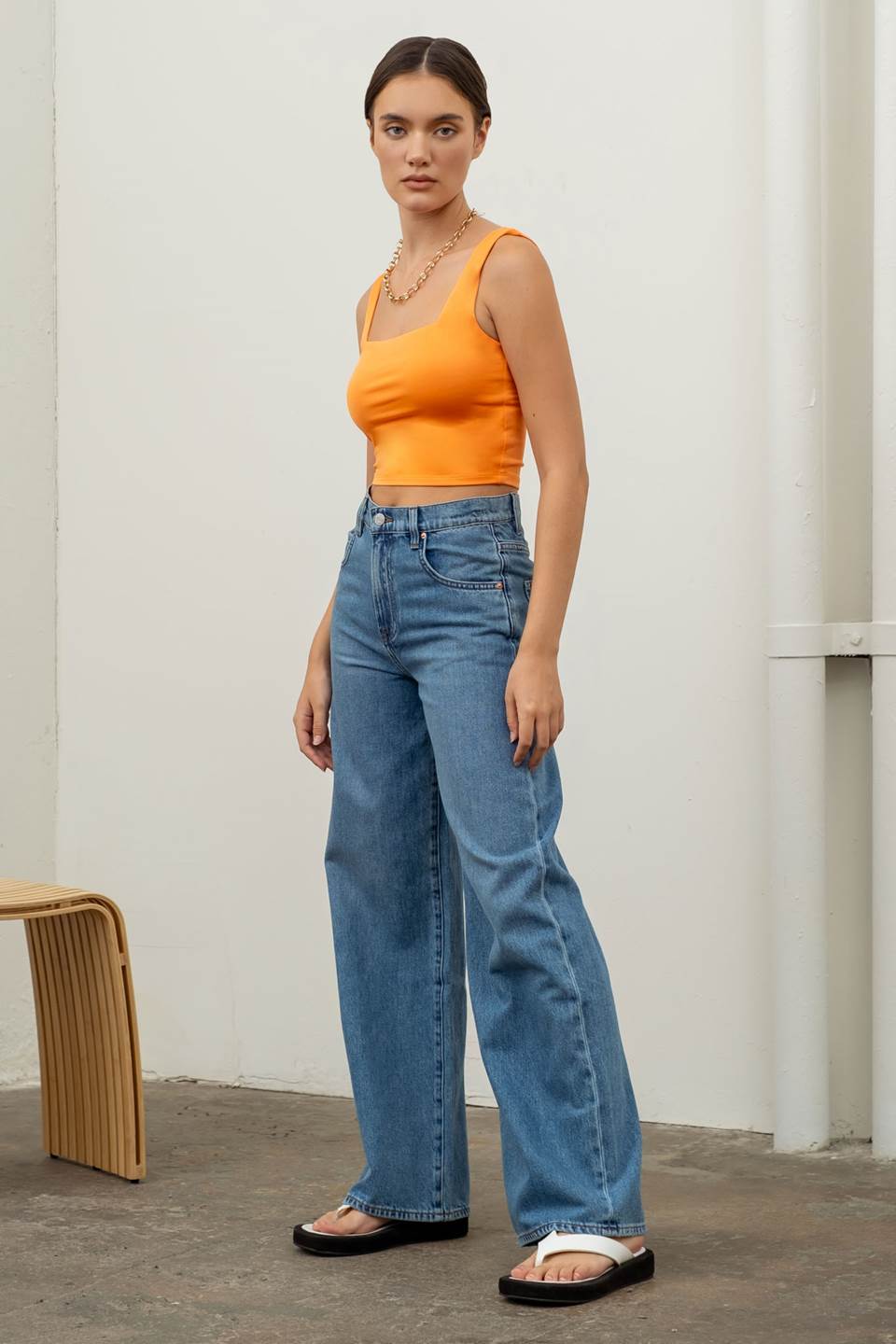 Reversible Cropped Square Neck Tank