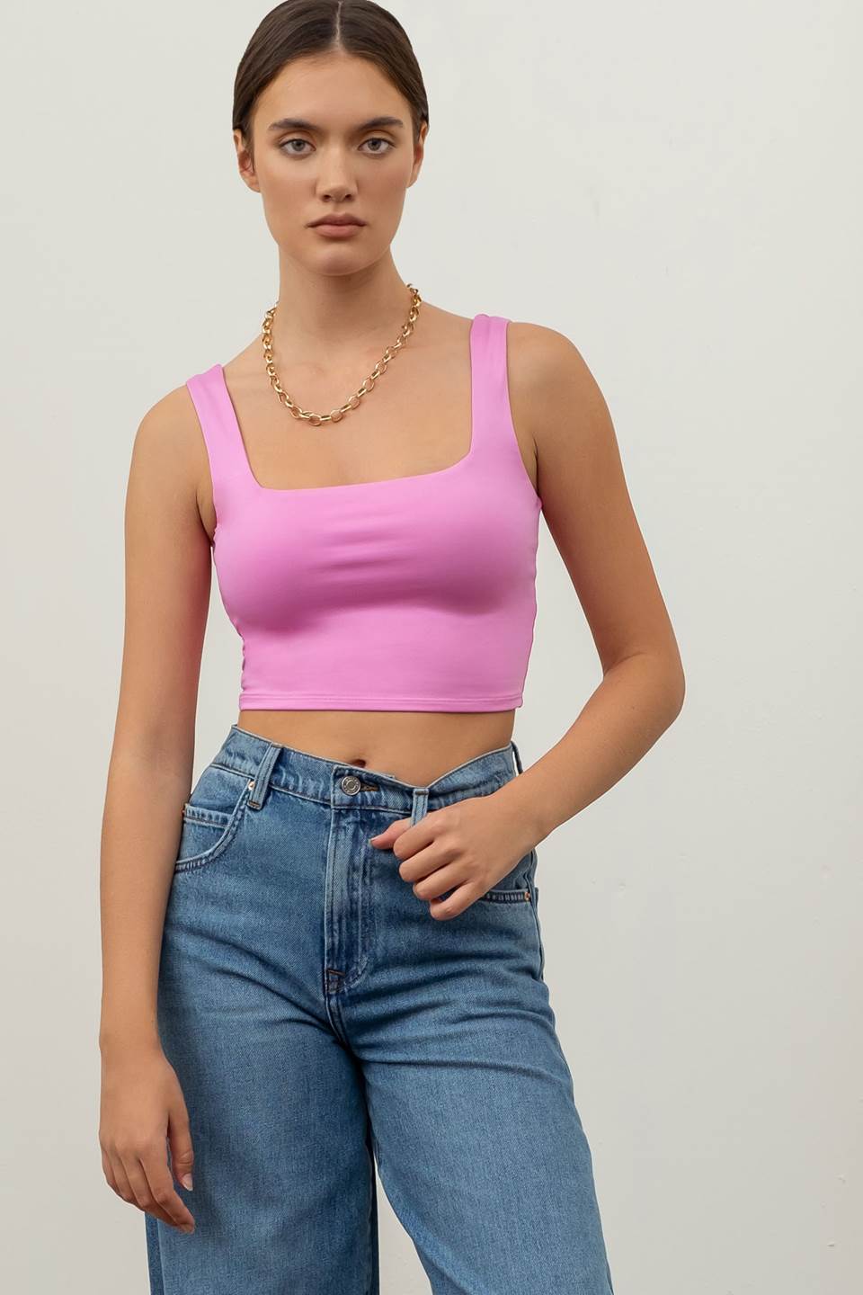 Reversible Cropped Square Neck Tank