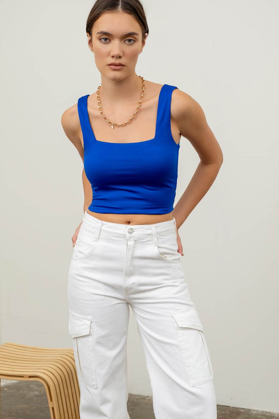 Reversible Cropped Square Neck Tank
