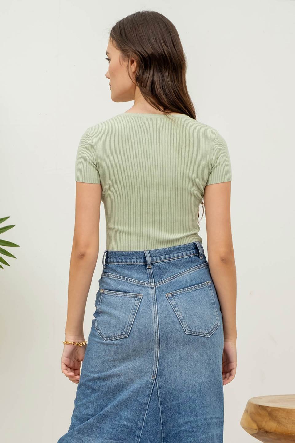 Snap Button Sweater Knit Crop Top