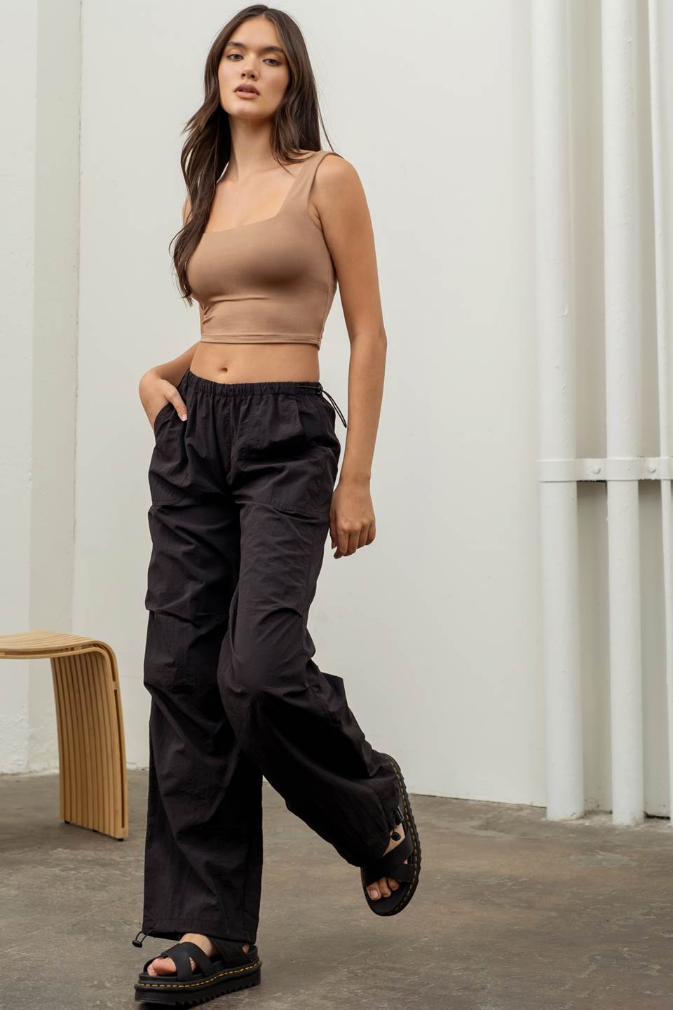 Drawstring Parachute Pants