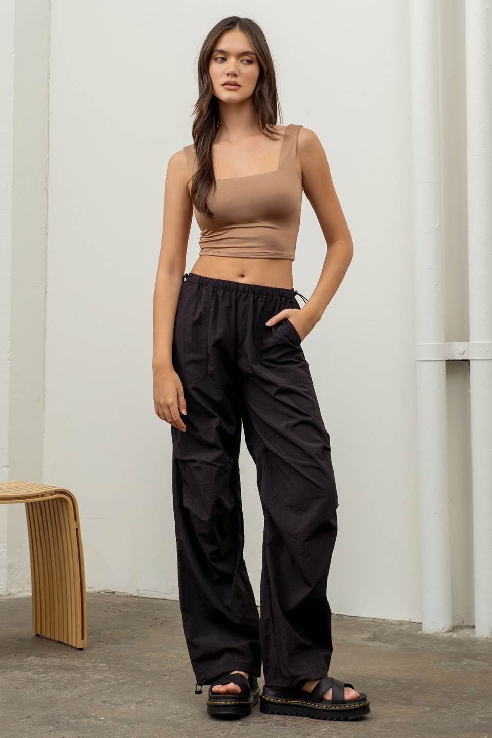 Drawstring Parachute Pants