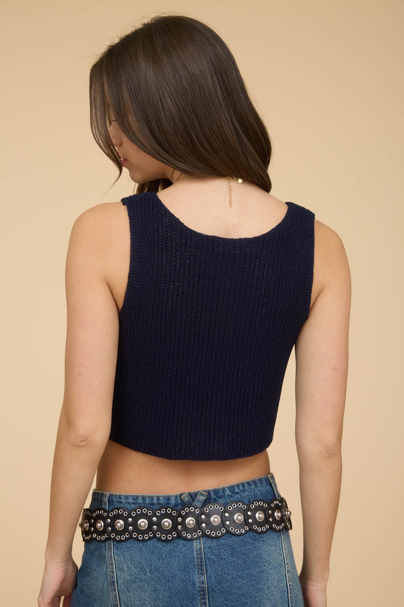 Front Hook And Eye Knit Sweater Vest