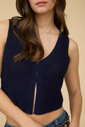 Front Hook And Eye Knit Sweater Vest