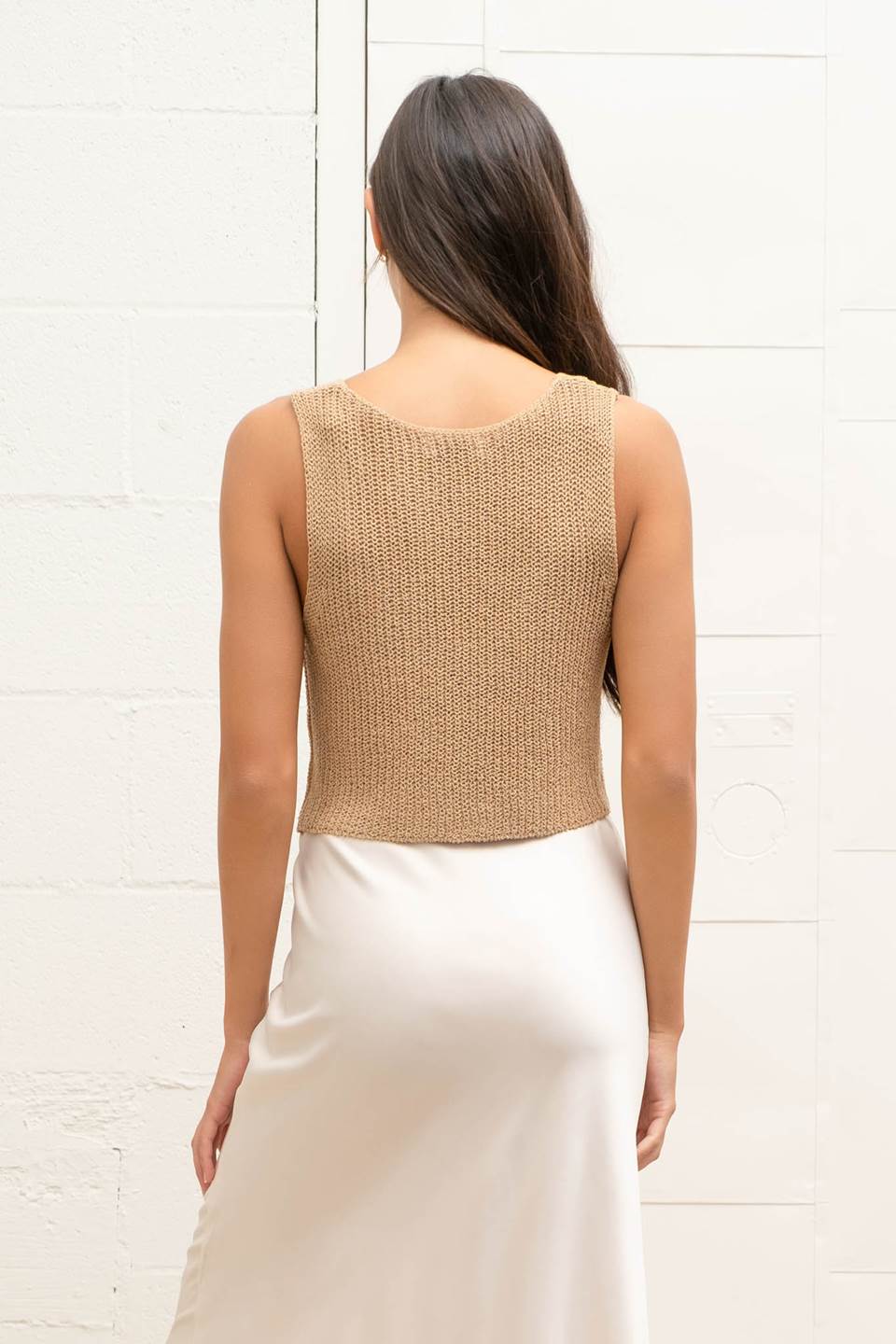 Front Hook And Eye Knit Sweater Vest